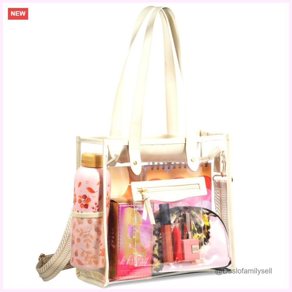 Large Clear Tote Bag for Stadium Events, Work, Beach & Travel